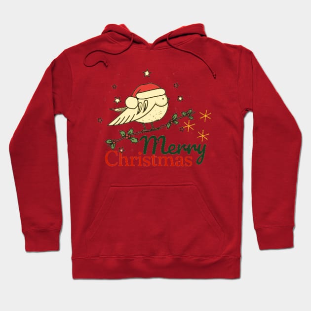 VINTAGE STYLE CHRISTMAS BIRD MERRY CHRISTMAS Hoodie by DAZu